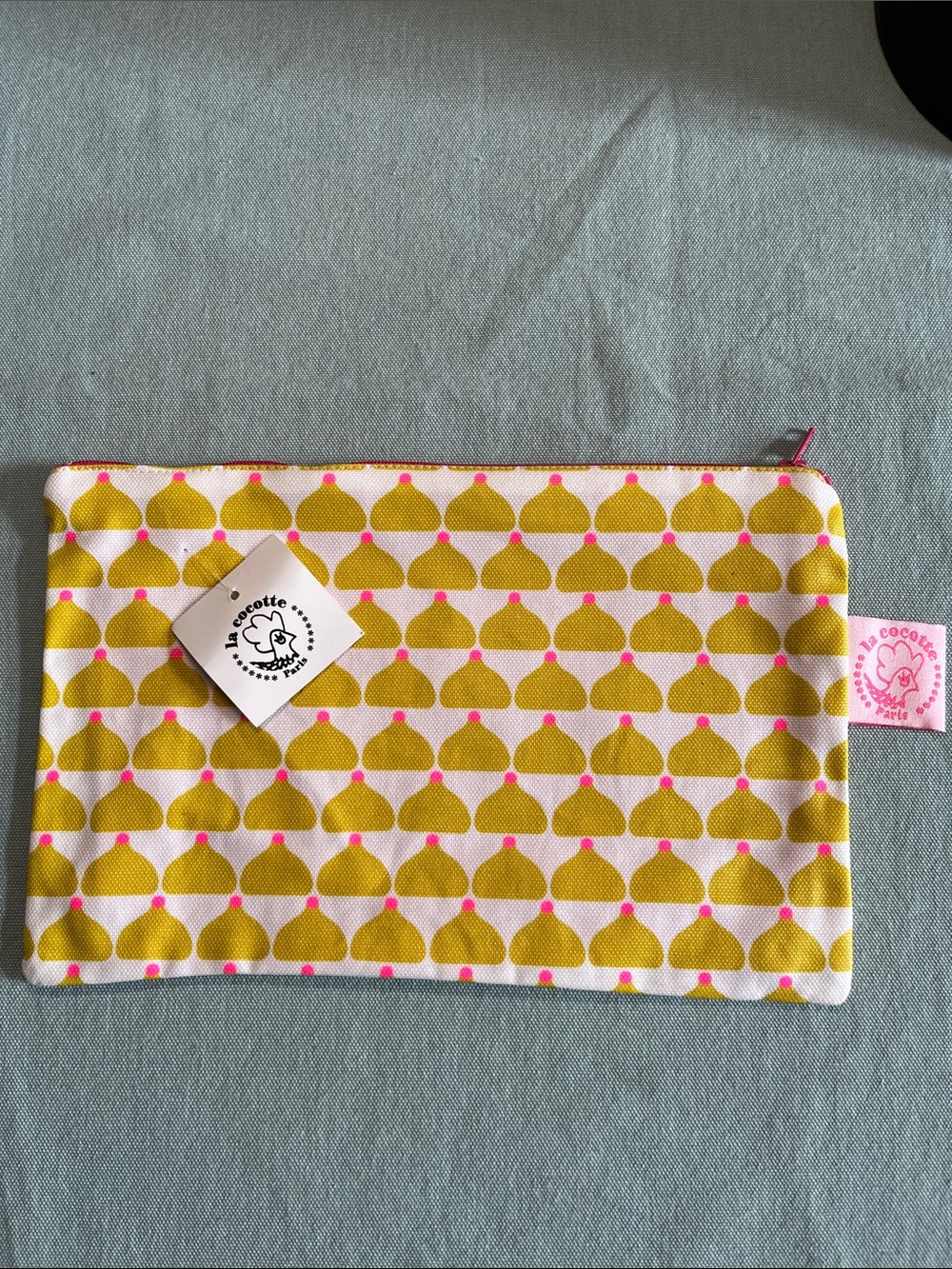 La cocotte Paris Yellow and Pink Patterned Cosmetic Pouch